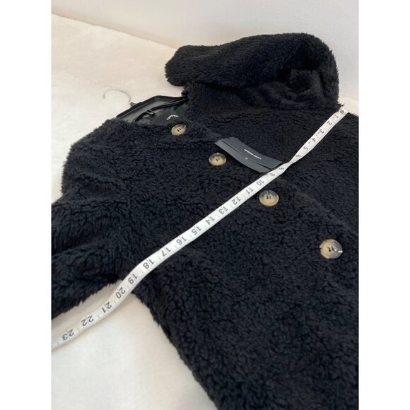NWT Vero Moda Size M Amanda Faux Fur Teddy Jacket Black Button Front - Picture 5 of 14
